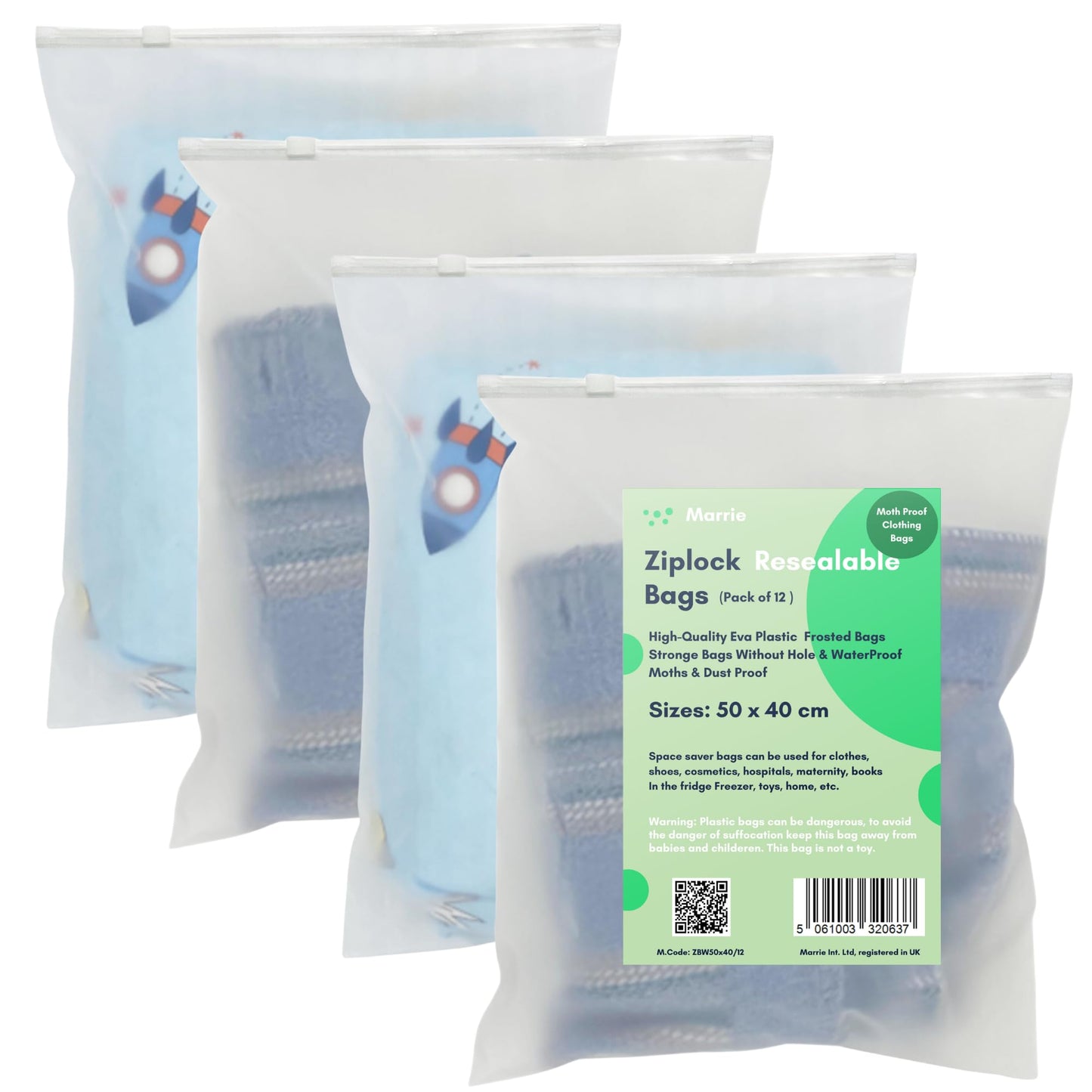 Moth Free Store & Protect Clothes Bags Ziplock Bags for Storage Hospital Maternity School Trips Wardrobe Waterproof Camping Travel Holidays Organiser