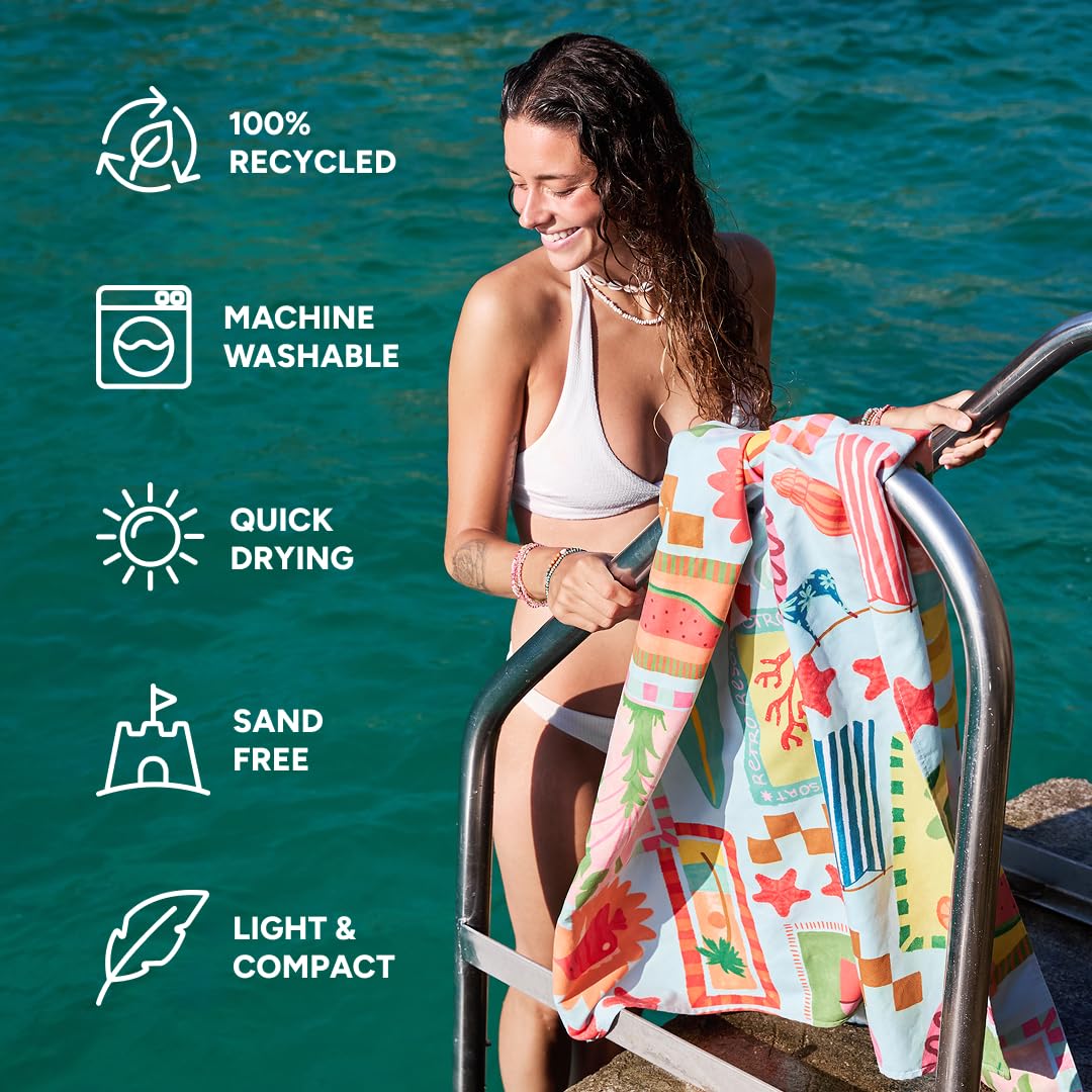 Dock & Bay Quick Dry Beach Towel - Wish You Were Here, Large
