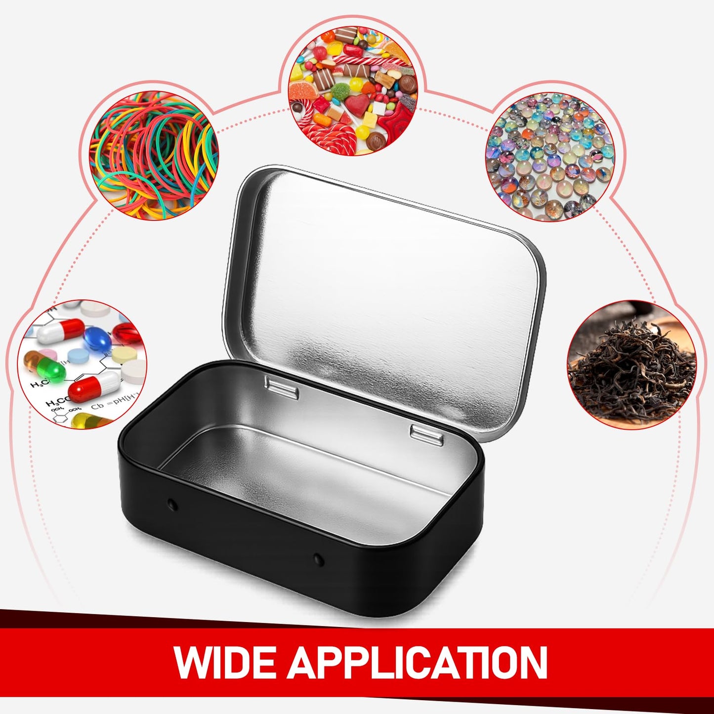 2PCS Metal Rectangular Empty Tin Box, Hinged Tins Tin Containers with Lid Mini Portable Small Storage Container Kit for Home Storage 3.74x2.36x0.82