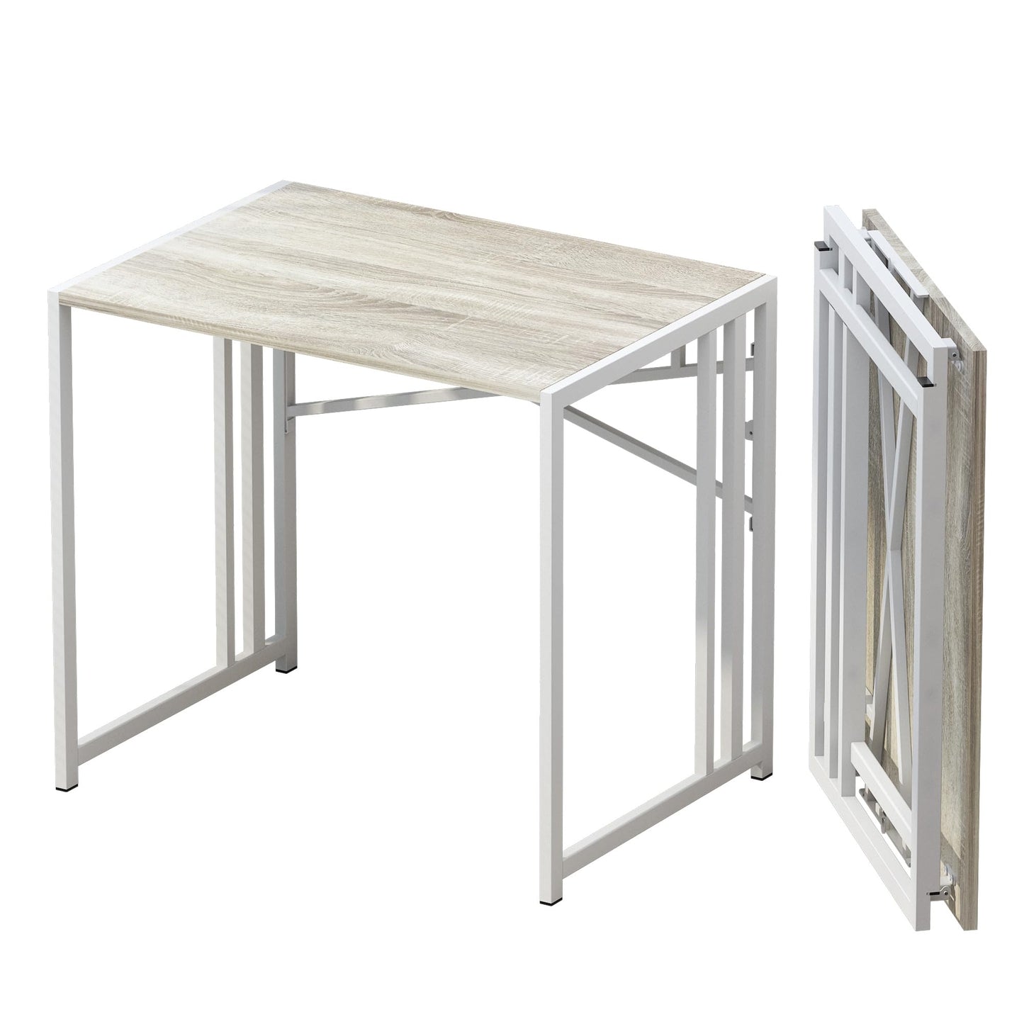 Lutown-Teen Folding Computer Desk 47 inch No Assembly Required, Grey