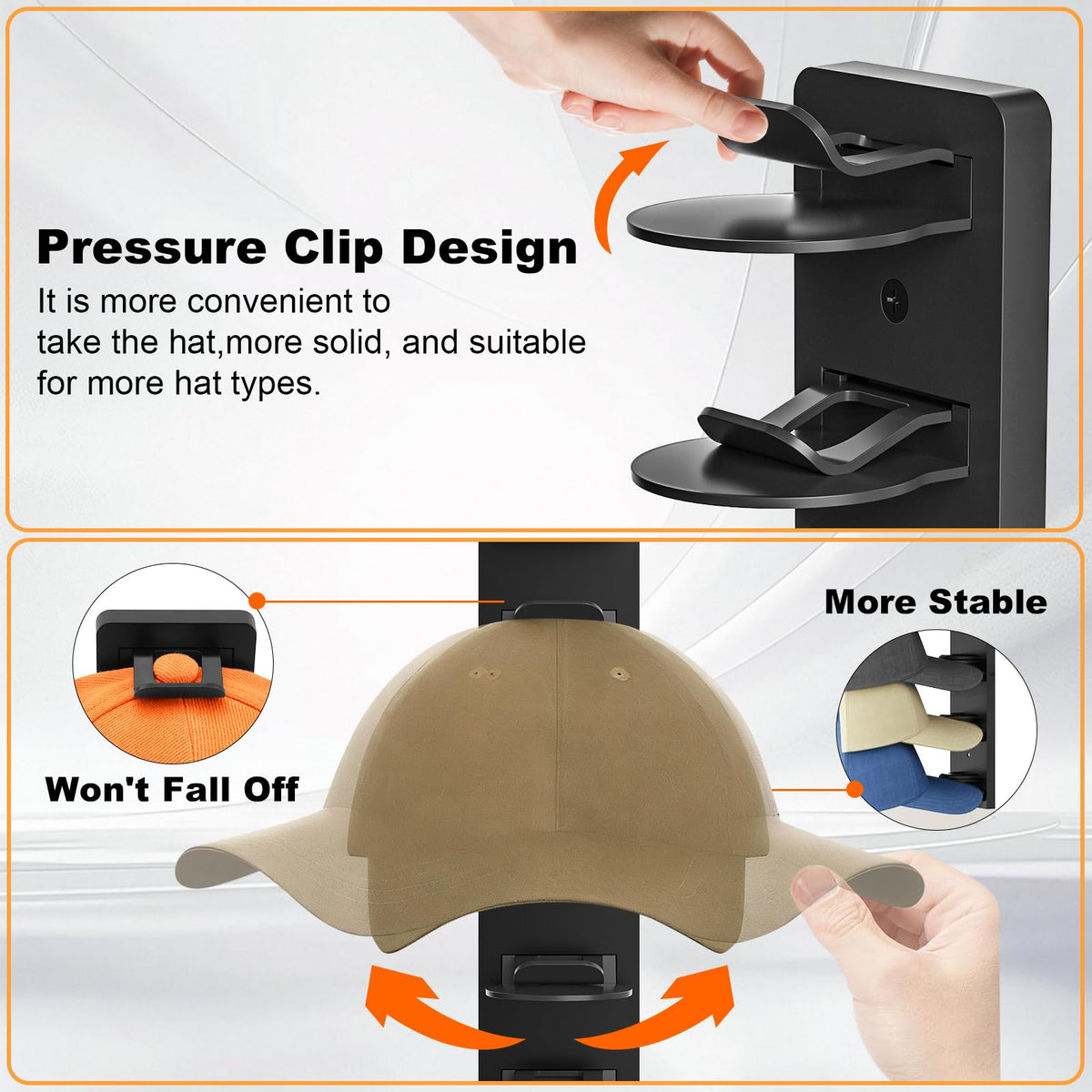 2 Pack Hat Storage for Baseball Caps, Hat Rack holder for Wall Closet Door