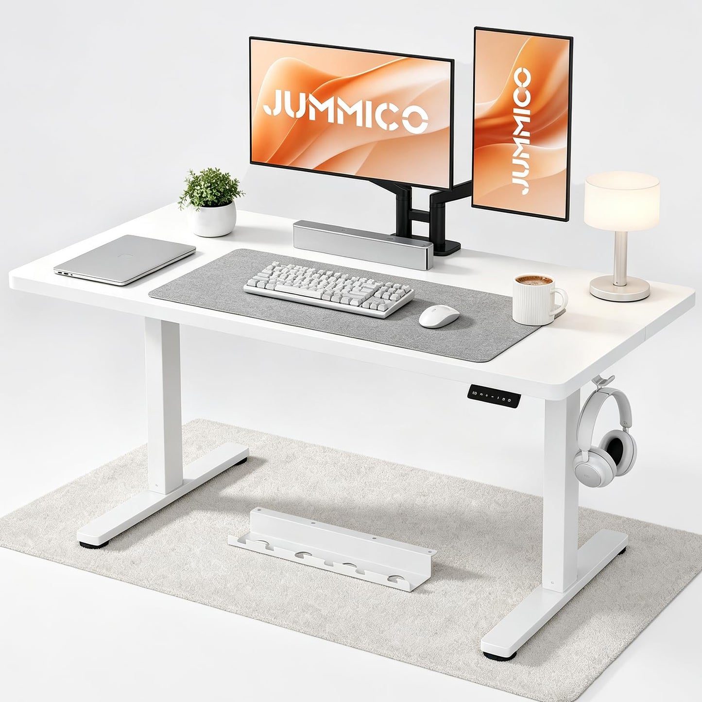 JUMMICO Electric Height Adjustable Desk, 140x70cm,White