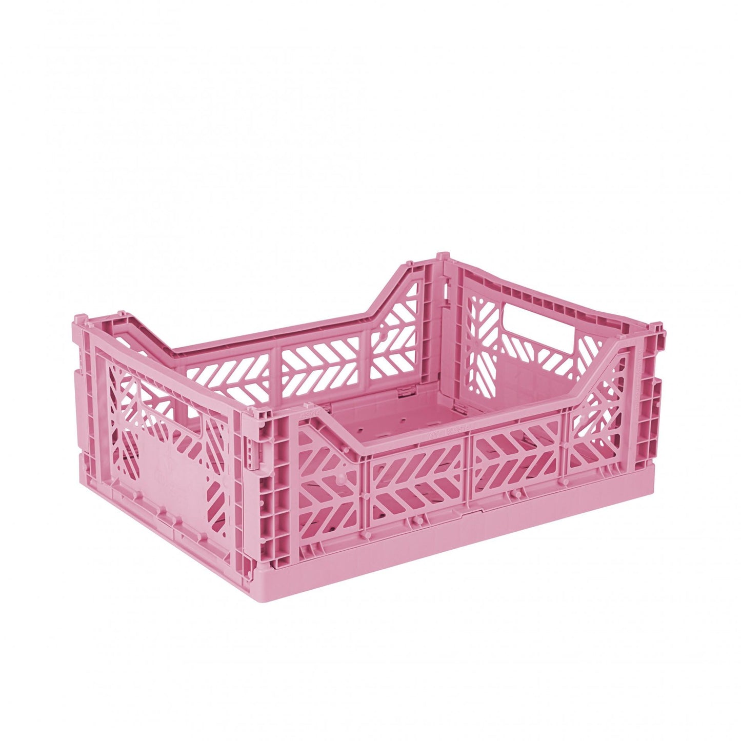 AYKASA Ay-Kasa Folding Crate, Sturdy Folding Box, Plastic, Stackable, Baby Pink, Midi (40 x 30 x 14 cm)