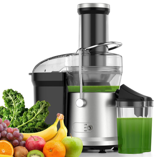 Juicer Machines, Centrifugal Juicers Extractor Max Power 1200W with 75mm Feed Chute for Whole Fruit and Vegetable, 2 Speeds Comtrol, High Juice Yield,