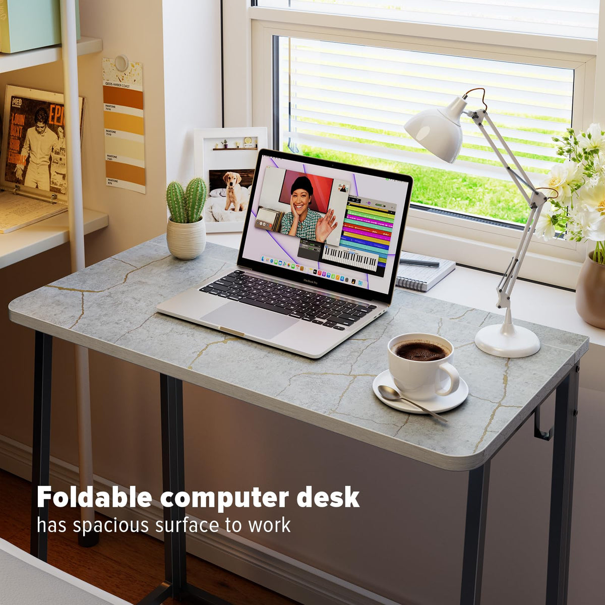 WOHOMO Small Foldable Computer Desk Writing Study Table, Grey