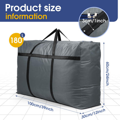 YiMiLiu 180L Extra Large Storage Bag Waterproof Luggage Bag Heavy Duty Moving Bag Grey