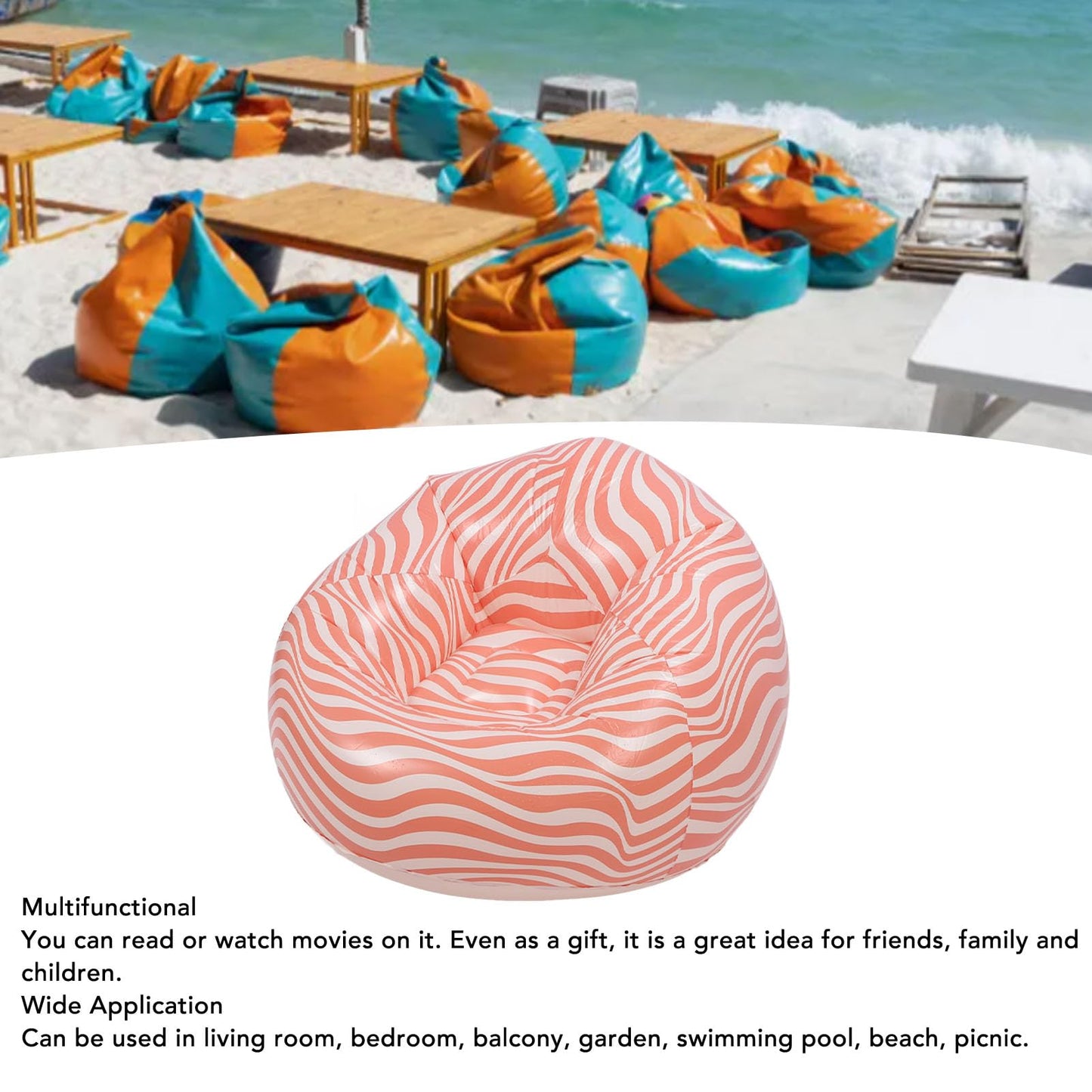Sxhlseller Inflatable Bean Bag Chairs, Portable Folding Blow Up Sofa, Lazy Chair for Living Room Gaming Bedroom