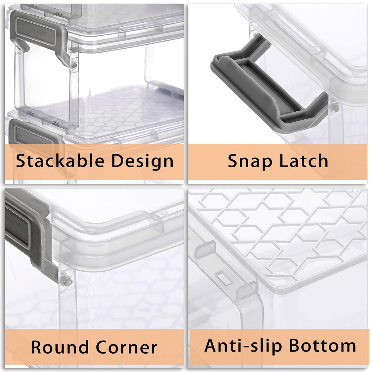 BSTKEY 10pcs Plastic Small Storage Containers with Lid, Clear 12*8*7cm