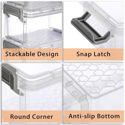 BSTKEY 10pcs Plastic Small Storage Containers with Lid, Clear 12*8*7cm