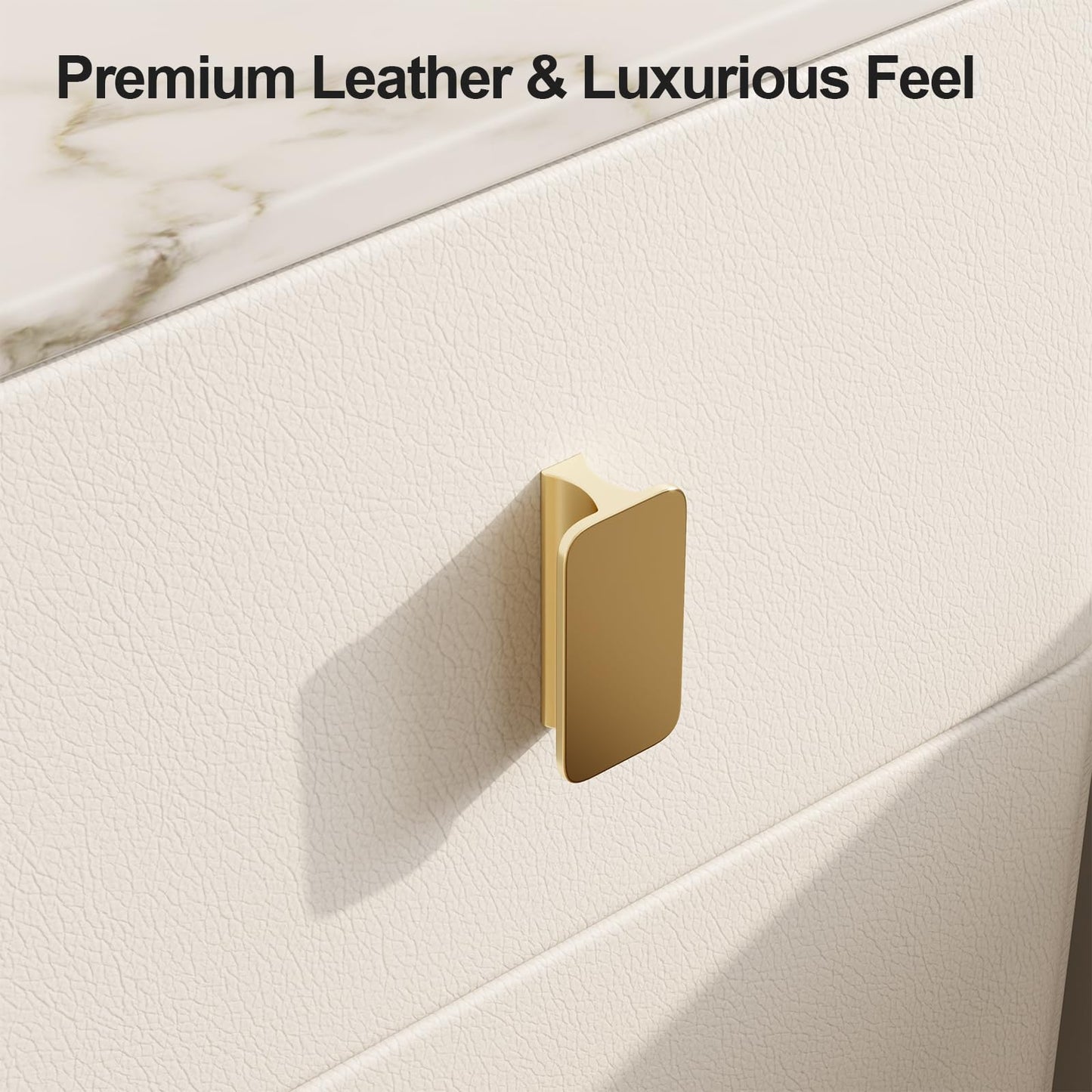 AQIMUELE Narrow Nightstand, Side Table with 3 Drawers, Bedside Cabinet with Elegant Leather Surface, Night Table for Bedroom, Living Room
