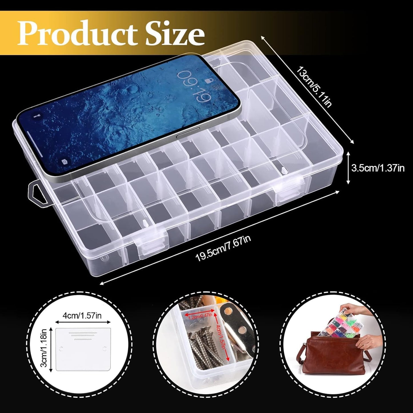 Taiyyi Set of 24 Adjustable Plastic Storage Boxes for Small Parts