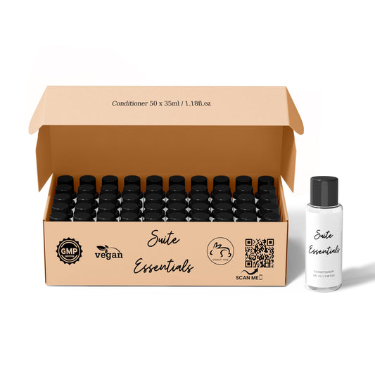 Suite Essentials 50 x 35ml Conditioner Bulk Pack | Ideal For Hotels, Guest Rooms, Airbnb & Hospitality | GMP Certified, Cruelty Free, Vegan,