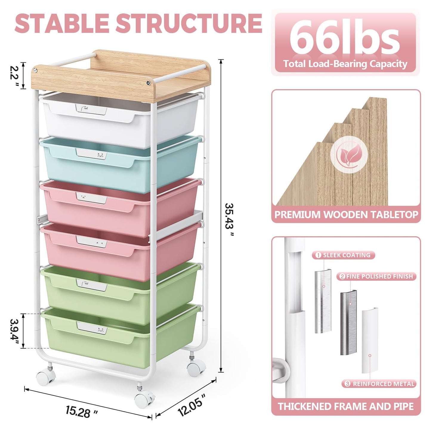 SYKIARIOL 6-Drawer Storage Cart