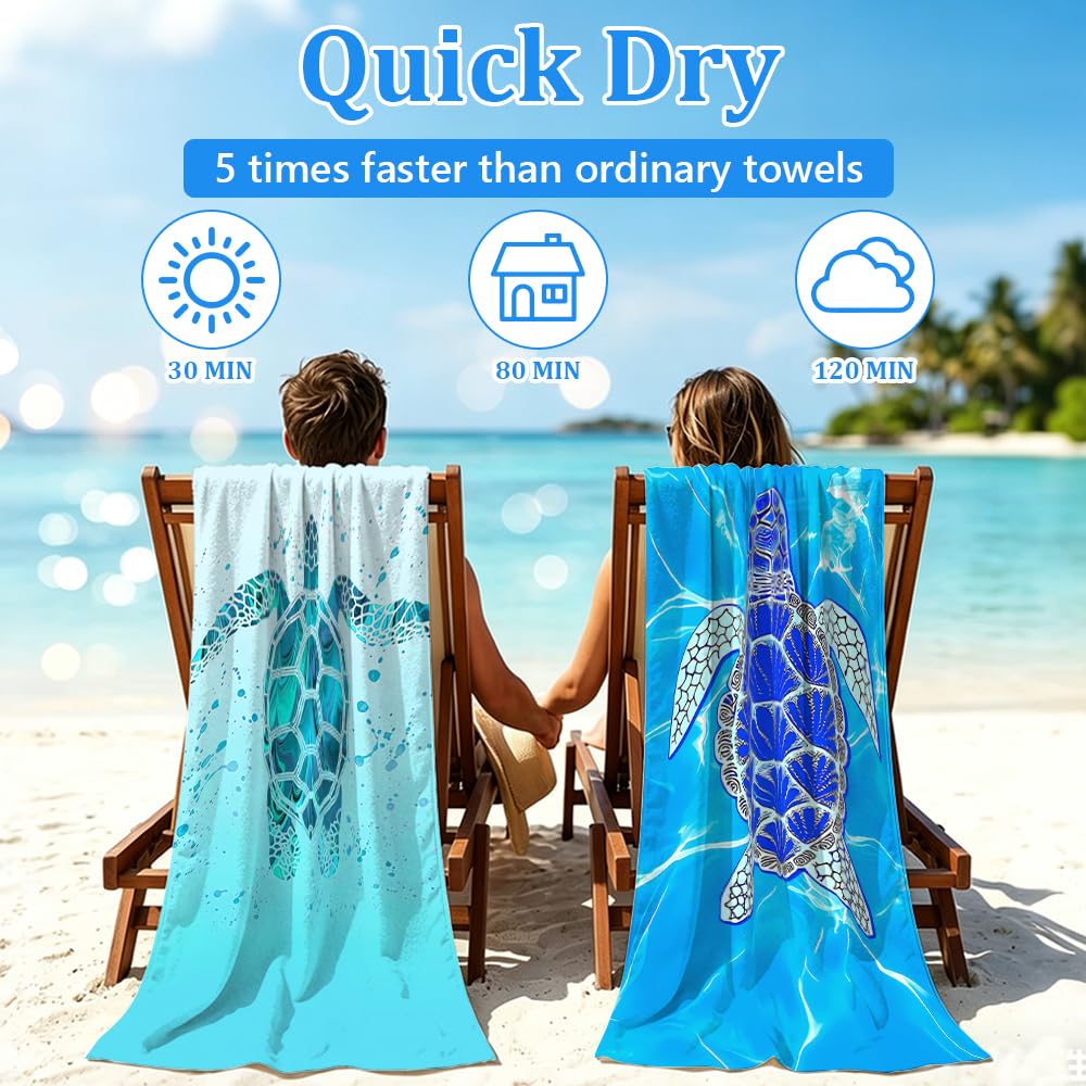 Jonuin 2 Pack Microfibre Beach Towels for Adults, 180 × 90 cm Extra Large Microfibre Beach Towel with Double Side Print, Quick Dry Towel