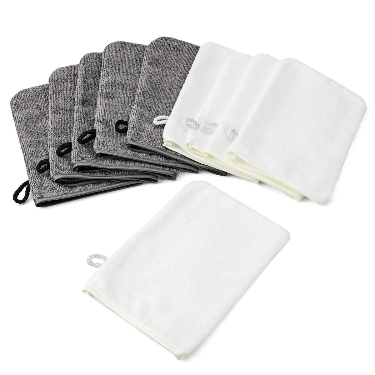 PHOGARY Microfibre Body Wash Mitts Set 10pcs Flannels Soft Shower Face Mitts, Bath SPA Cloth, Reusable Makeup Remover Mitt Gloves, 15x21 cm