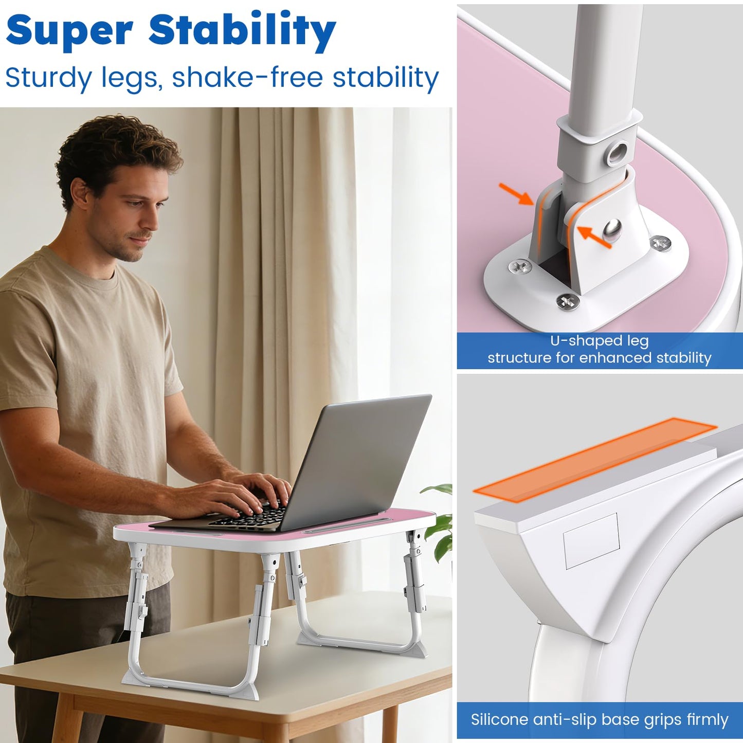 Laptop Desk, Laptop Bed Table with Cup Slot, Reading Holder Notebook Stand Breakfast Tray Book Holder for Sofa, Terrace, Balcony