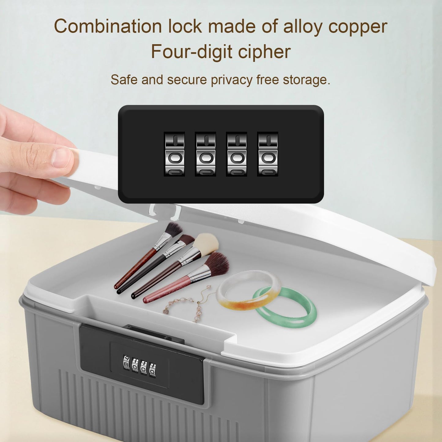 Dandelionsky Lockable Box Large Medicine Box with Combination Lock, 25×20×10cm Fridge Box with Built in Removable Tray