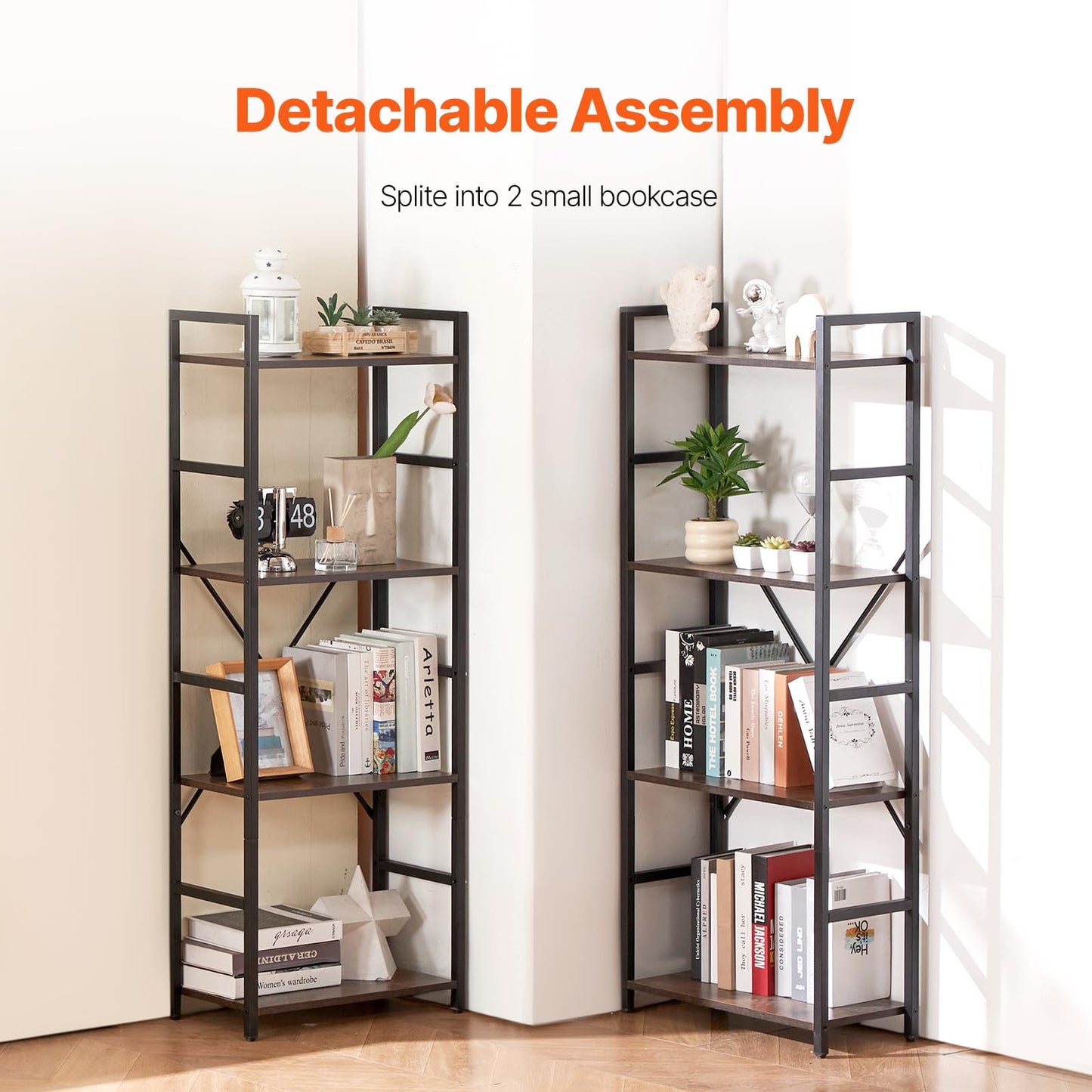 VEVOR Triple Metal Bookshelf, 11-Tier Industrial Bookshelf, Large Rustic Vintage Storage Bookcase with Open Shelves