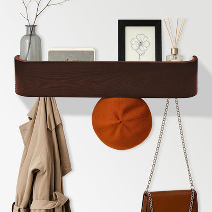 Topfinder Coat Rack with Shelf Wall-Mounted Organizer with 5 Hidden Hooks