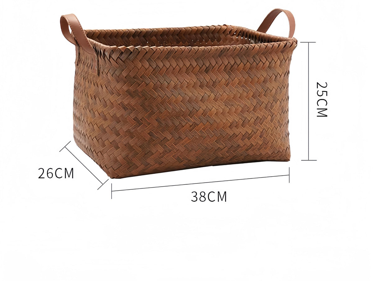 Uwenkjie woven storage basket、large wicker storage baskets、baskets for shelves、dirty clothes basket 4-piece set size: 38x26x25