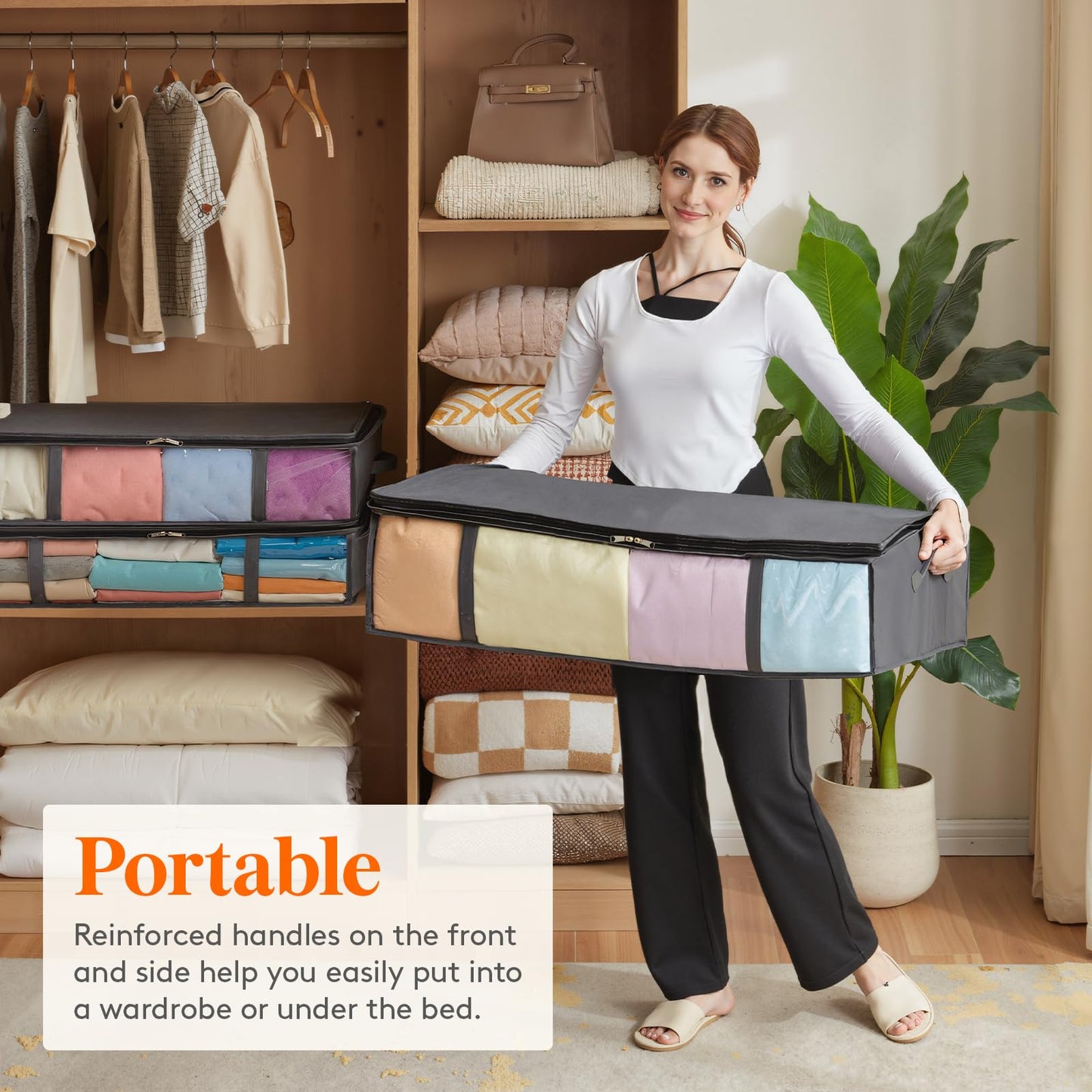 Lifewit 3 Pack Under Bed Storage,90L Clothes Storage Bags with Clear Window
