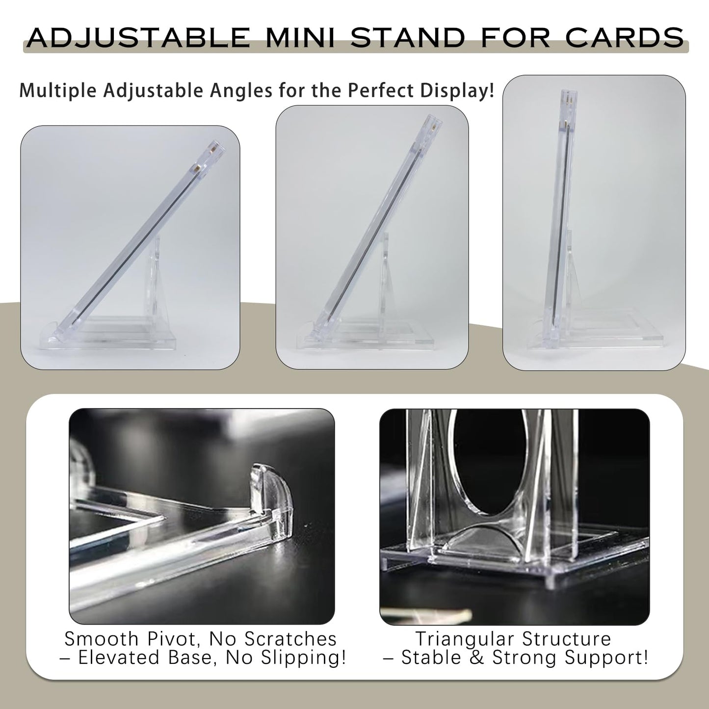 HZHSSG Mini Card Display Stand,Adjustable Premium Acrylic Trading Card Stand for Graded Card Sports Card Trading Card PSA Card Baseball Card (6)