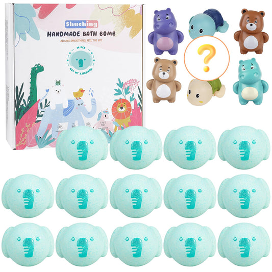 SHUCHING 14pc Elephant Shapes Bath Bombs for Kids with Toys, Handmade Kids Bath Bombs Gift Set with Water Pistols, Natural Organic Bubble Bath for