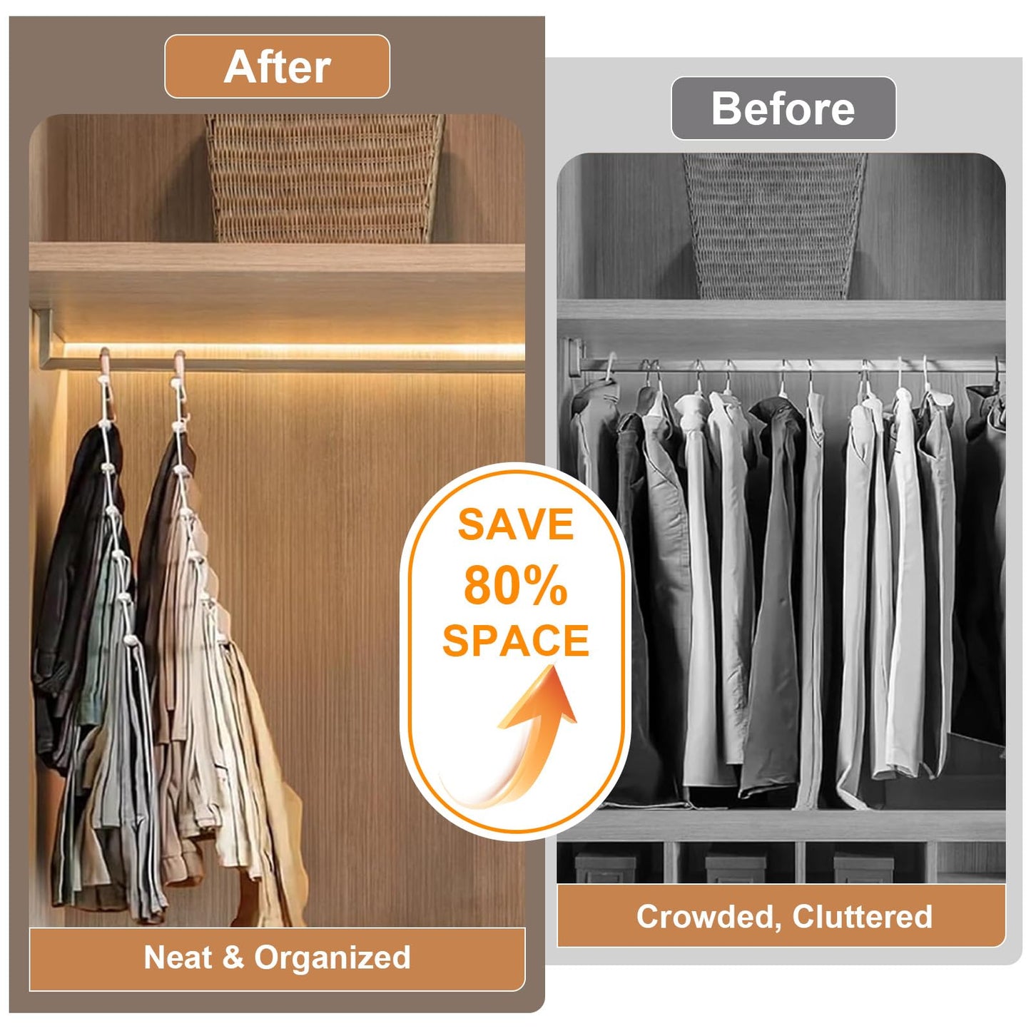 FitRepa 6 Pack Trouser Hangers Space Saving Multi-Layer Pants Hanger, Coat Hangers for Trousers Space Saving Hangers for Pants Jeans Scarf Towels