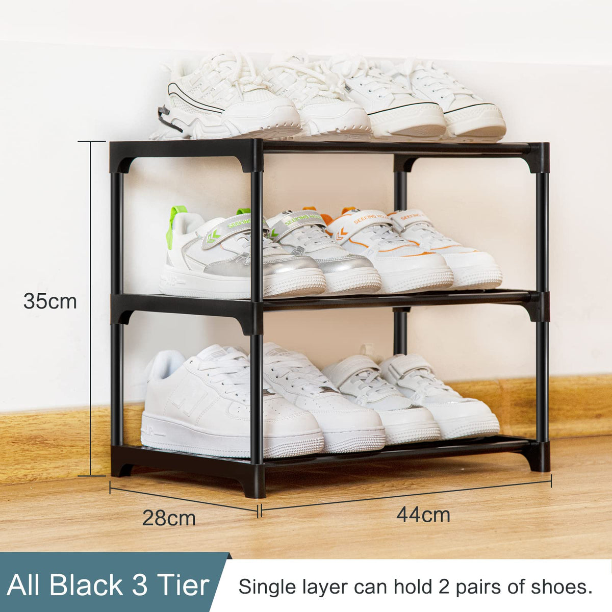 OLYREO Shoe Rack 3 Tier Small Shoe Rack Storage for Hallway, Closet