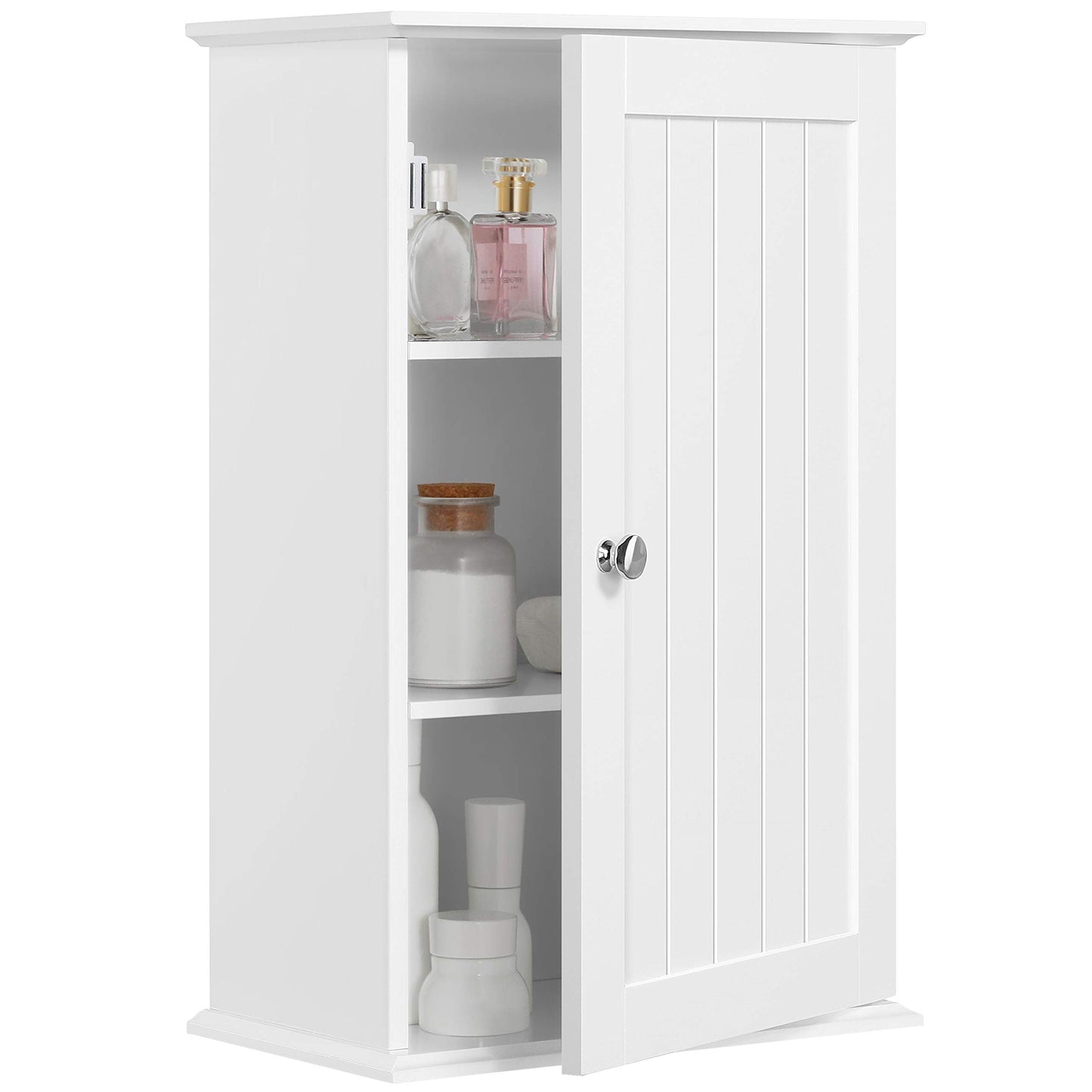 Yaheetech Bathroom Wall Cabinet 3-Height Adjustable Shelf, 1 Door, White
