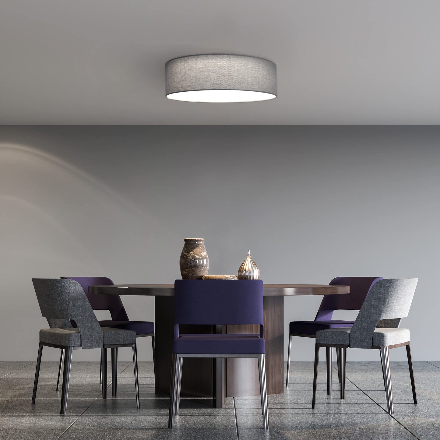 Navaris 22W LED Ceiling Light - 40cm Diameter Remote Controlled Round Flush Mount Ceiling Lamp with Dimmer, Temperature Change- Light Grey
