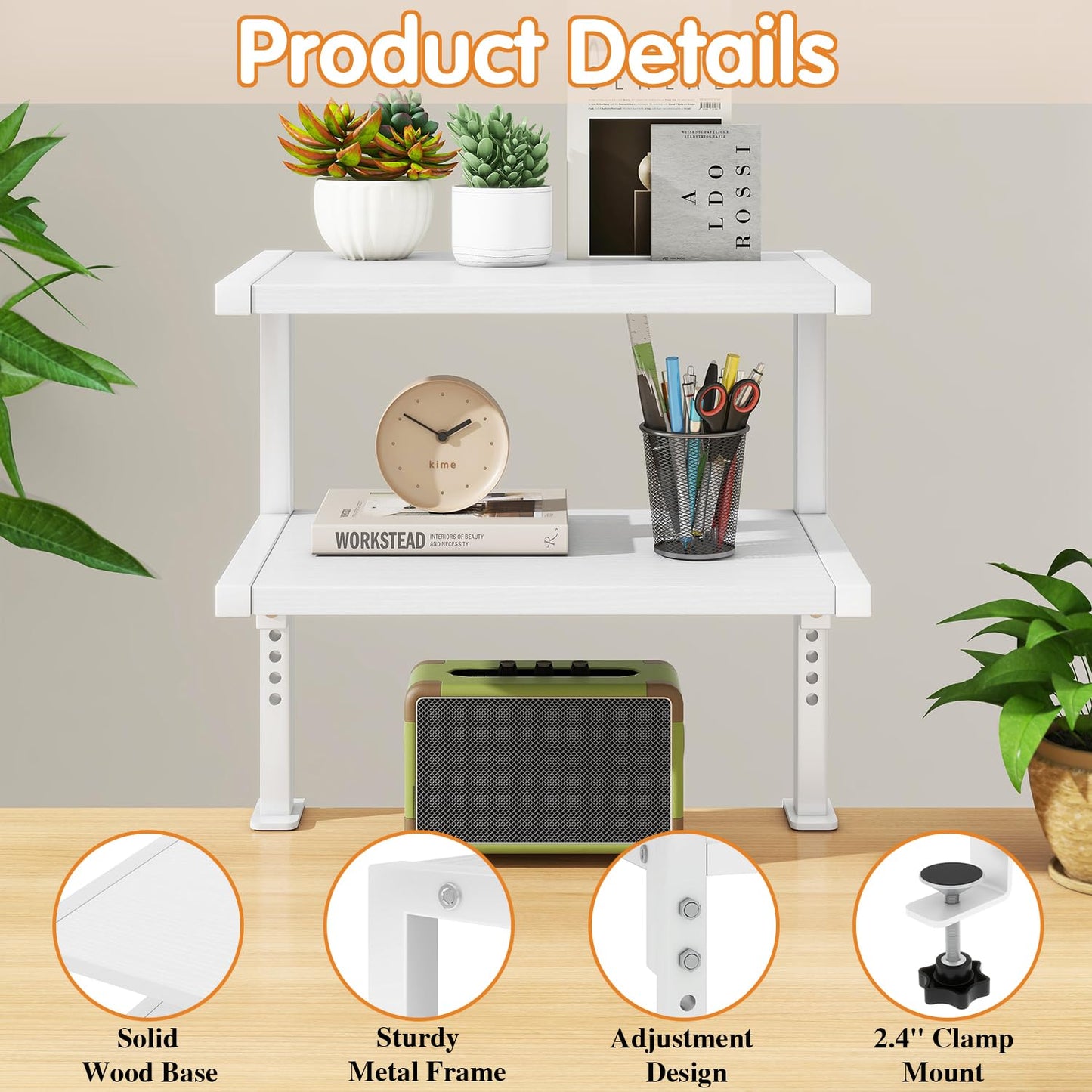 IBUYKE Clamp on Desk Organizer Shelf,Desk Extender Shelves TMZ007W