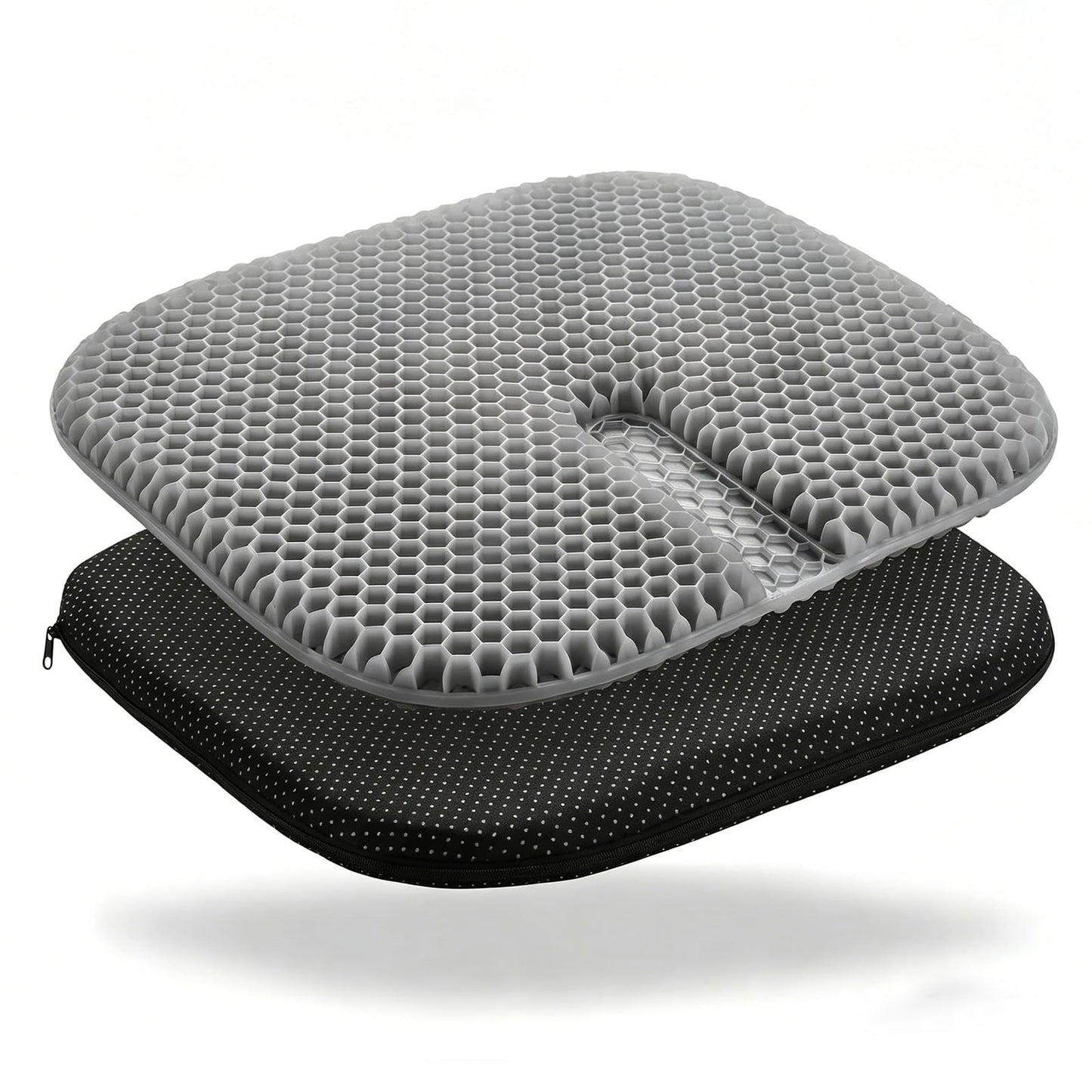 Gel Seat Cushion - Soft Sitter Honeycomb Cushion with Non-Slip Cover Large Gel Cushion with Relieving Back Coccyx Pain Pressure Cool Seat Pads for