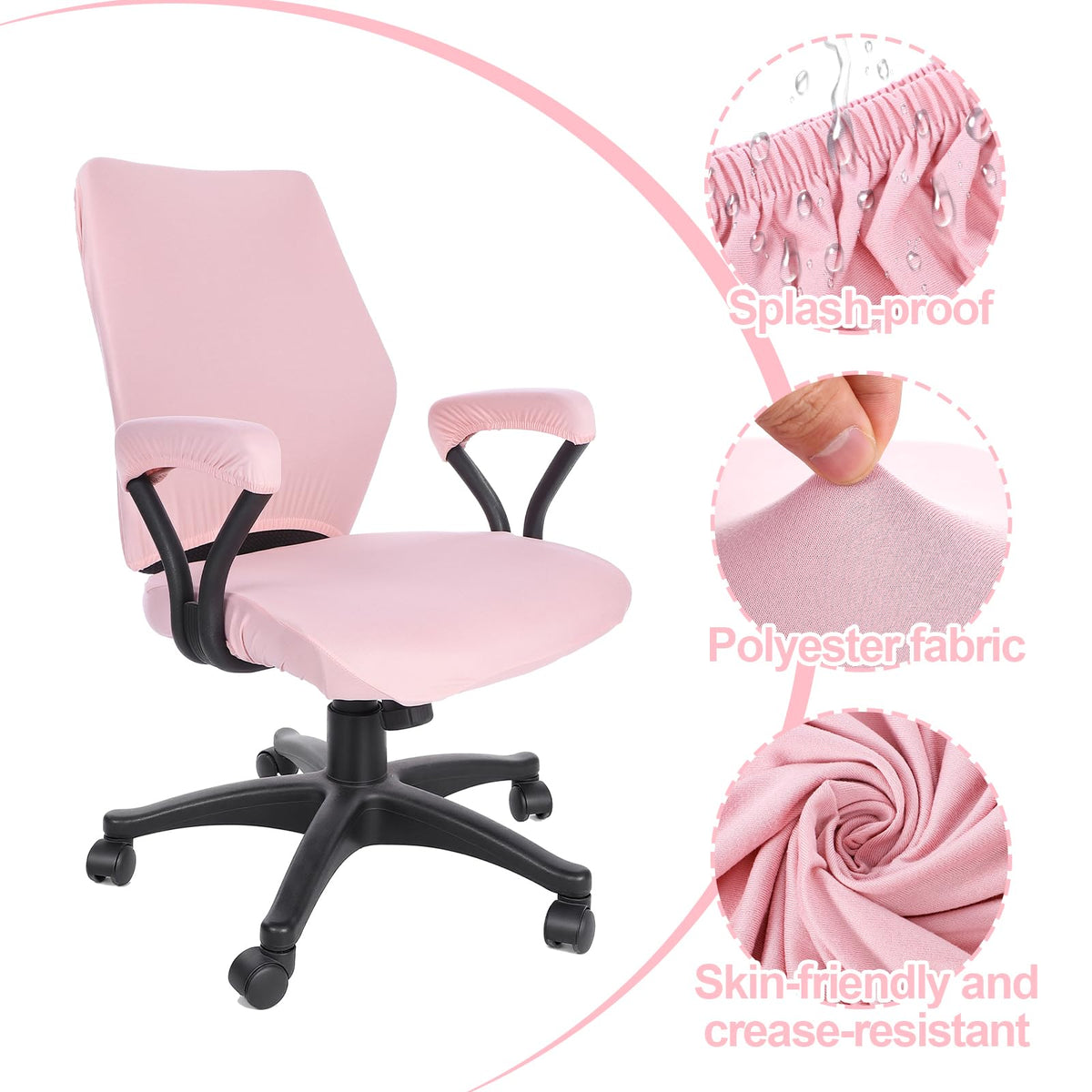 Yolev 4 PCS Office Chair Covers Set,Universal Protective Desk Chair Covers, Stretchable Office Chairs Seat Cover with Armrest Cover,Slipcovers