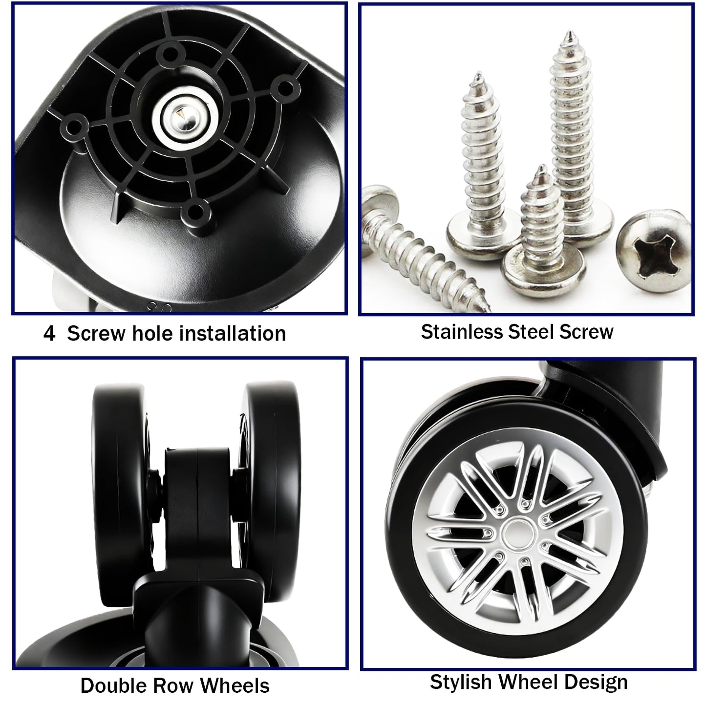 cddcwz 1 Pair Universal Suitcase Caster Mute Double Row Wheels