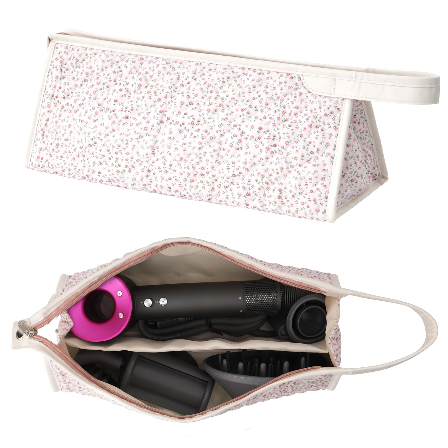 Linpr Travel Organizer Bag Compatible with Dyson Hair Dryer, Flower Pink
