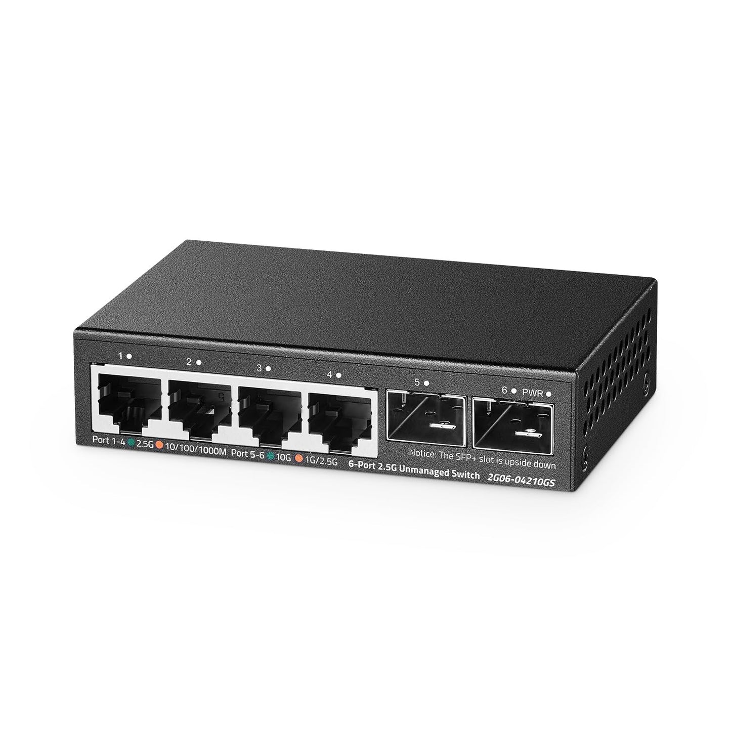 Binardat 4 Port 2.5G Switch with 2x10G SFP, 4x2.5 Gigabit Ethernet Ports, Ultra-Mini Size, Support Vlan, Metal Unmanaged Multi-Gigabit