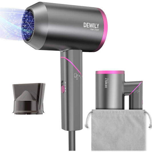 Hair Dryer Travel Hairdryers for Women Men-DEWILY Powerful Foldable Ironic Hair Dryers for Curly Hair and Straight Hair?Small Blow Dryer for Women