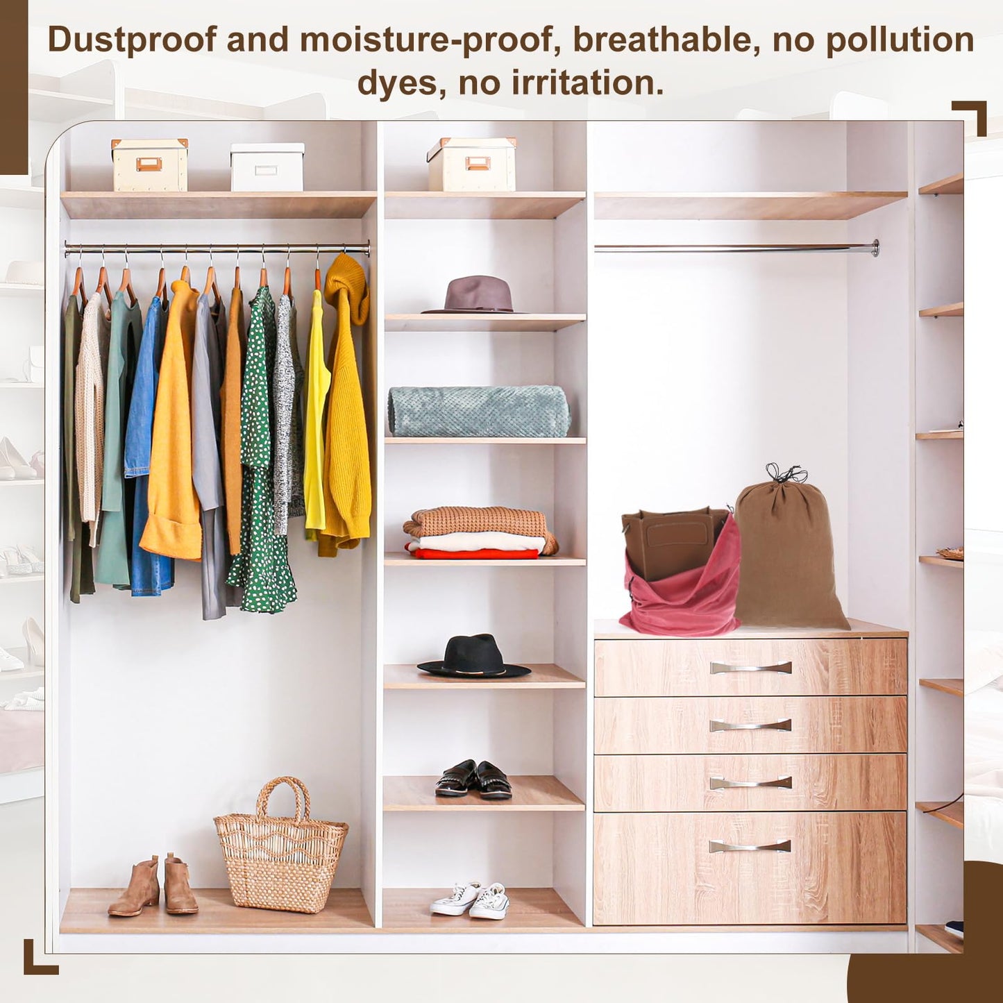sourcing map 2 Pack Dust Bags for Handbags, 19.3x23.7" Cotton Drawstring Storage Pouch Bag Dust Cover Storage Bags for Purses Shoes Boots Daily