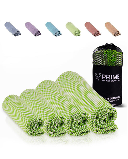 PRIME ART WOOD? Bamboo Travel Towel - Ultralight, Quick Drying, Sustainable, Antibacterial - Microfibre Towel in in Grey, Blue, Green, Red, Purple -