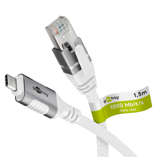 Goobay 1.5 m LAN to USB Cable 1 Gbit Data Transfer - USB C 3.1 to RJ45 Ethernet CAT 6 Cable Connects Router and Smartphone - LAN Cable Adapter for