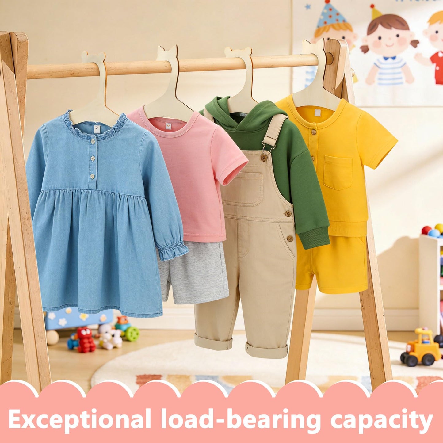 30 Pcs Baby Hangers, Wooden Coat Hangers, Baby Hangers for Clothes, Baby Coat Hangers Wooden