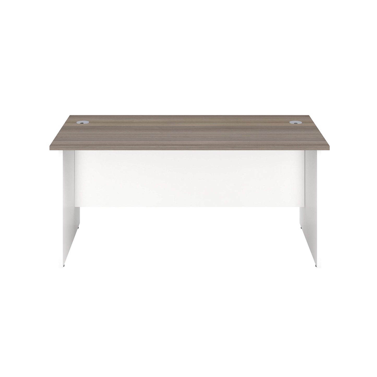 Office Hippo Heavy Duty Rectangular Office Desk with Panel Ends, 120 x 60 x 73 cm, White Legs, Grey Oak Top