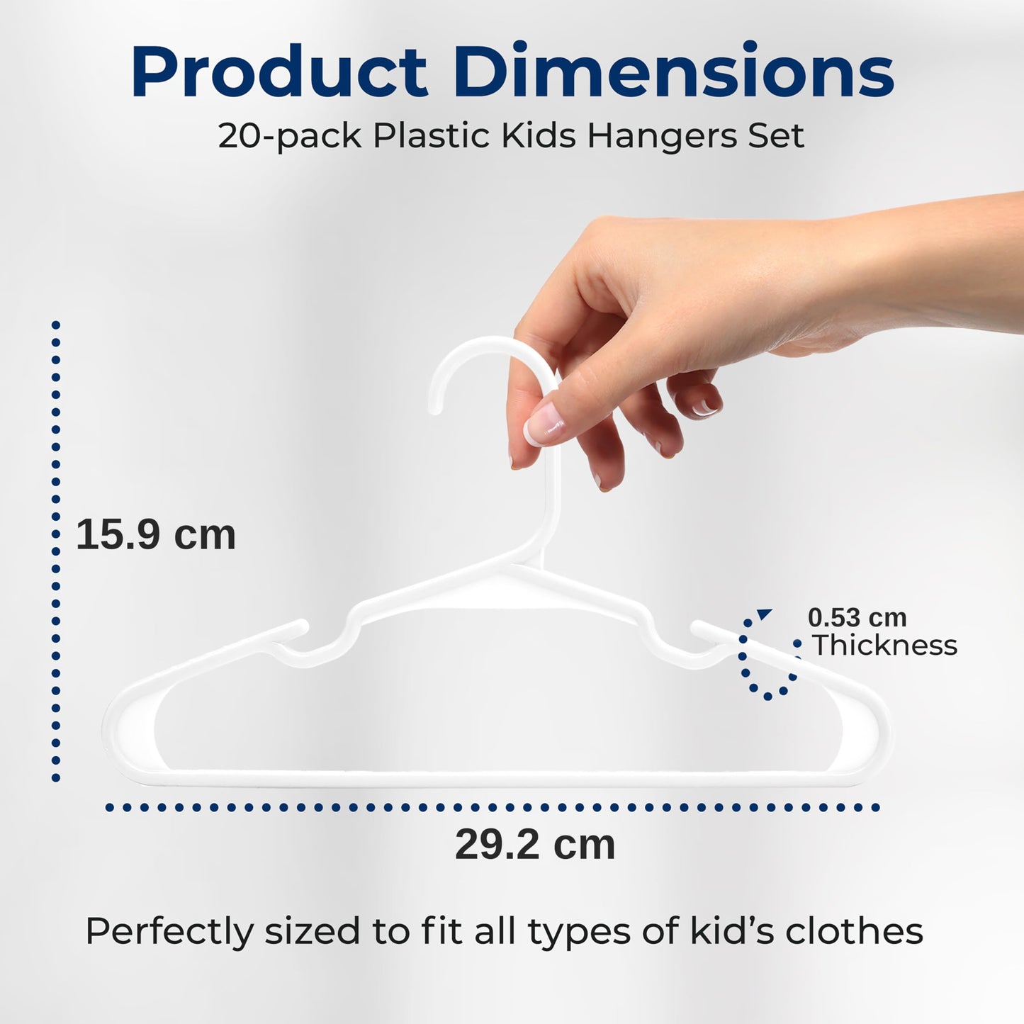 SereneLife 20 Pack Plastic Kids Hangers, Non-Slip for Closet, Space-Saving Thin Design for Infant and Newborn Clothing