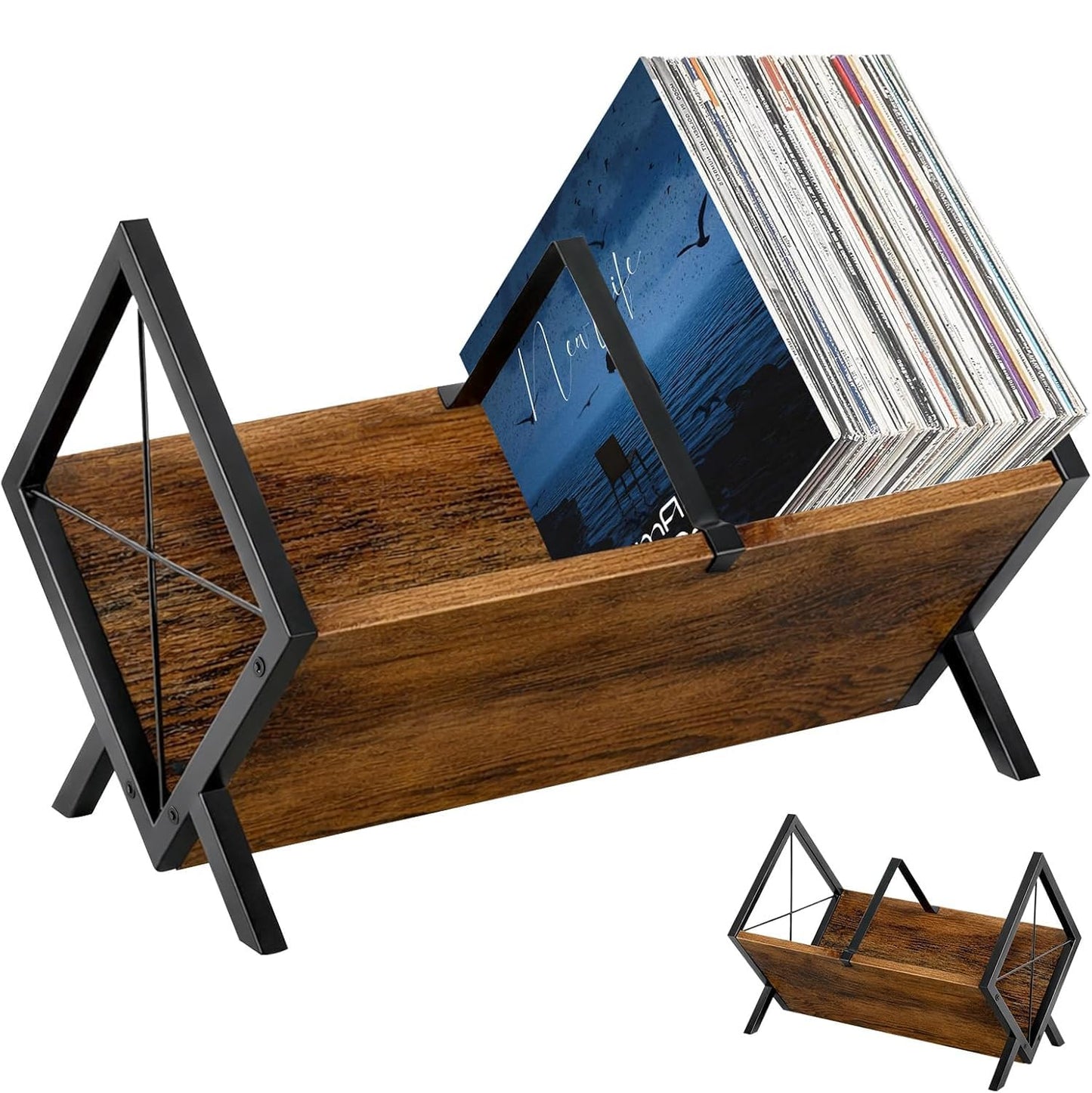 Vutlace Vinyl Record Storage Rack, 80-100 LP Expandable Record Storage Holder with Anti-Slip Mat