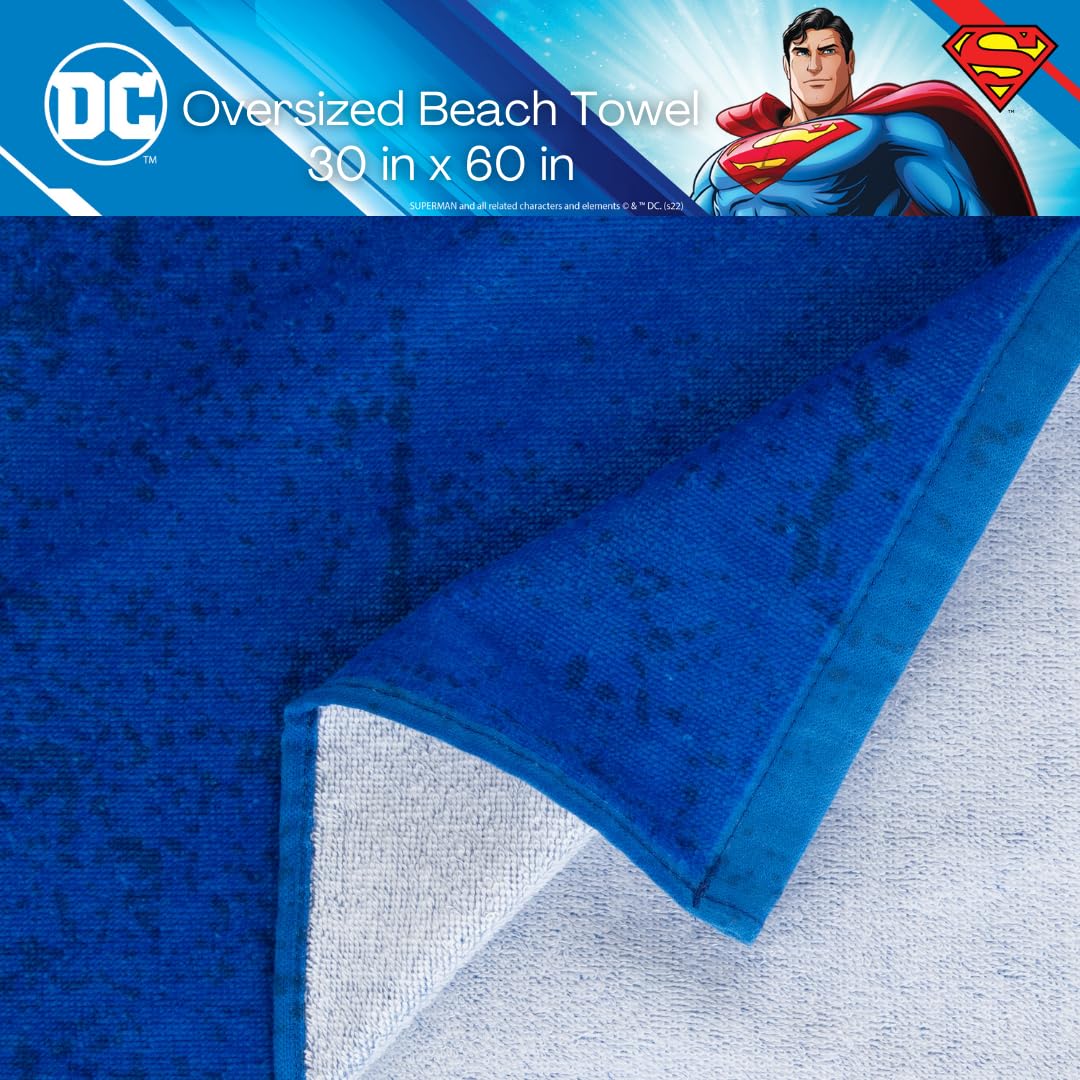 Franco Collectibles Superman Super Soft Cotton Bath/Pool/Beach Towel, 60 in x 30 in, (Official) WB Product