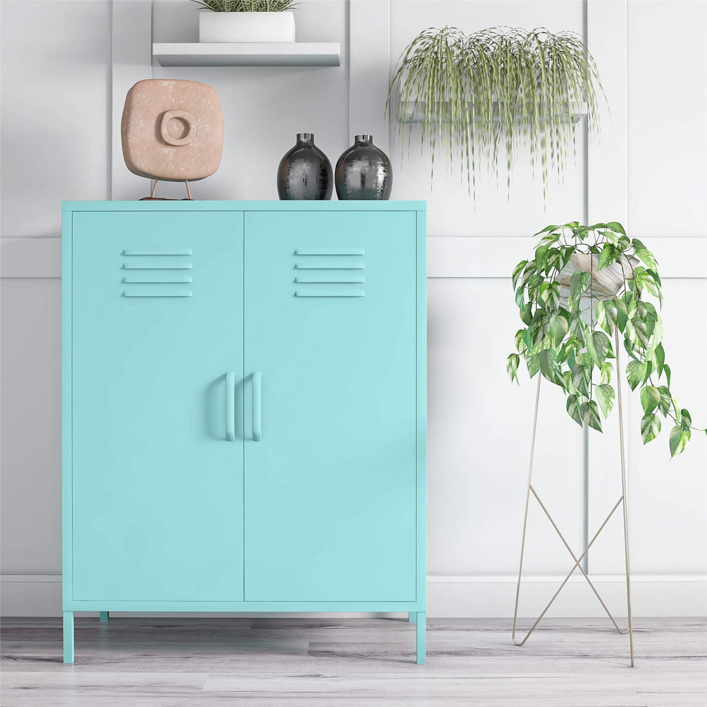DHP Furniture Cache 2 Door Metal Locker Storage Cabinet Mint