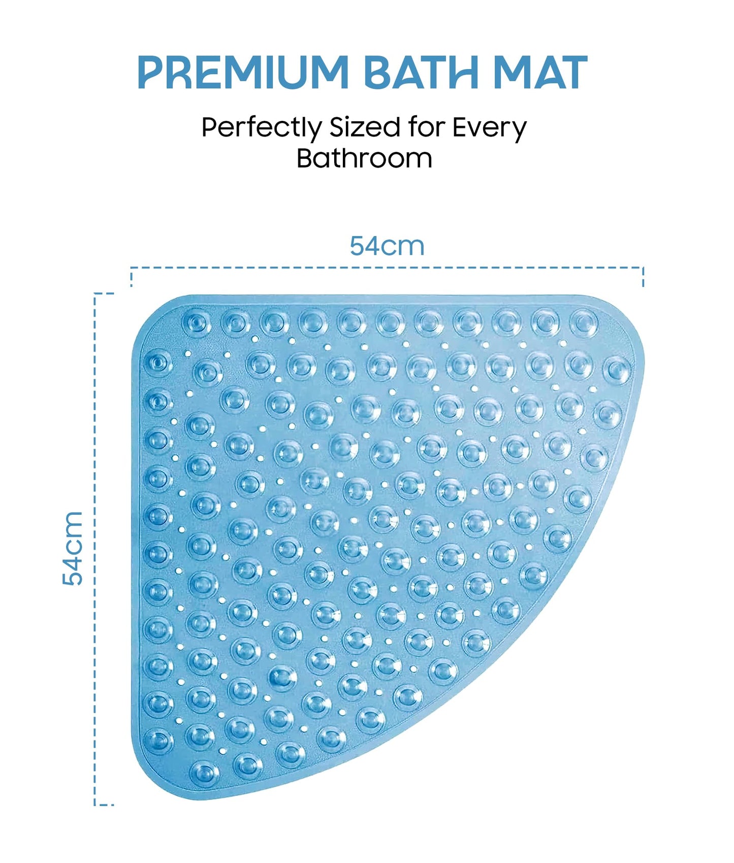 AUNEK Corner Shower Mat Non Slip Anti Mould, 54 x 54cm Premium Quality Inside Shower Mat for Quadrant Bathroom Corners