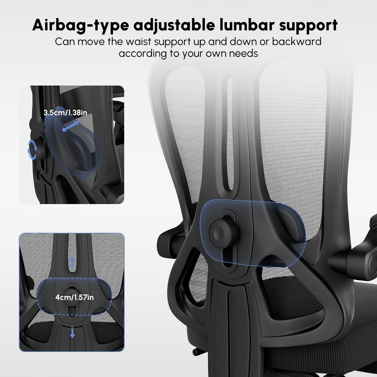 WUPY Mesh Office Chair with Footrest & Headrest, Ergonomic Computer Chair