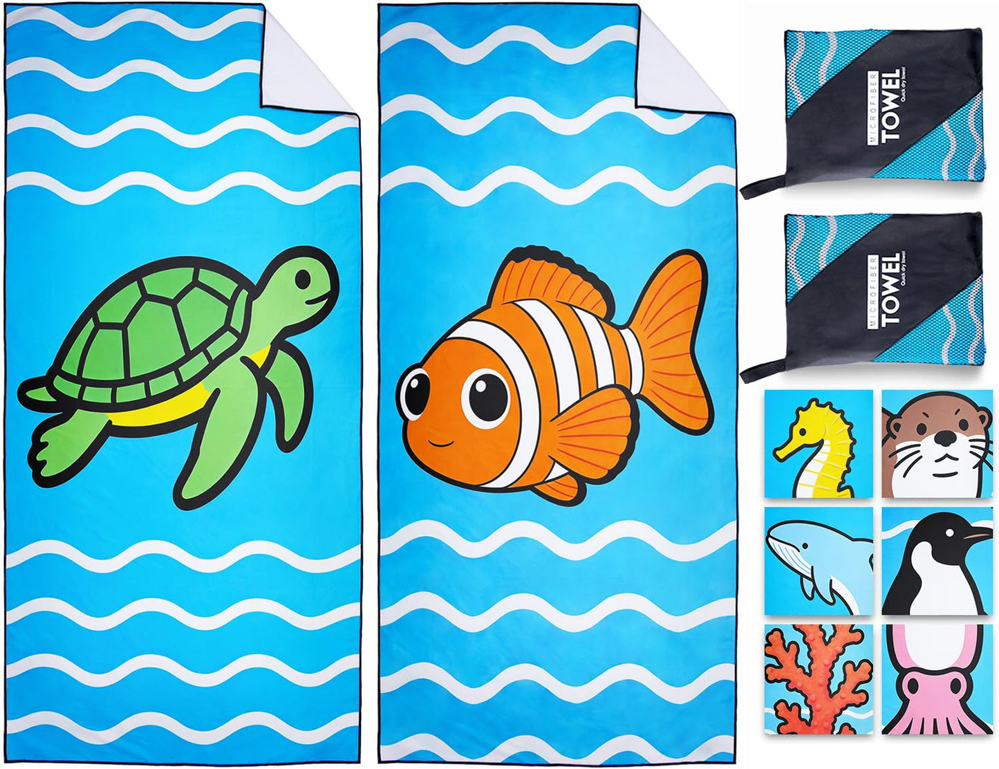 Violetpos 2 Pack Extra Large 180x90 cm Beach Towels, 250GSM Premium Microfibre, Sand Free Quick Dry Lightweight